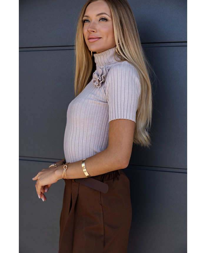 Golfik Sweterkowy Flower Beżowa