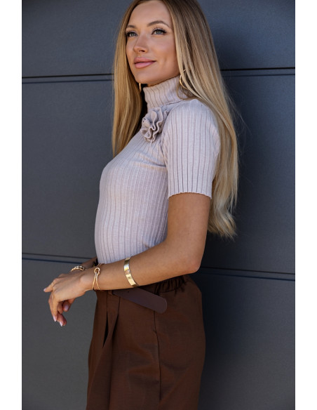 Golfik Sweterkowy Flower Beżowa