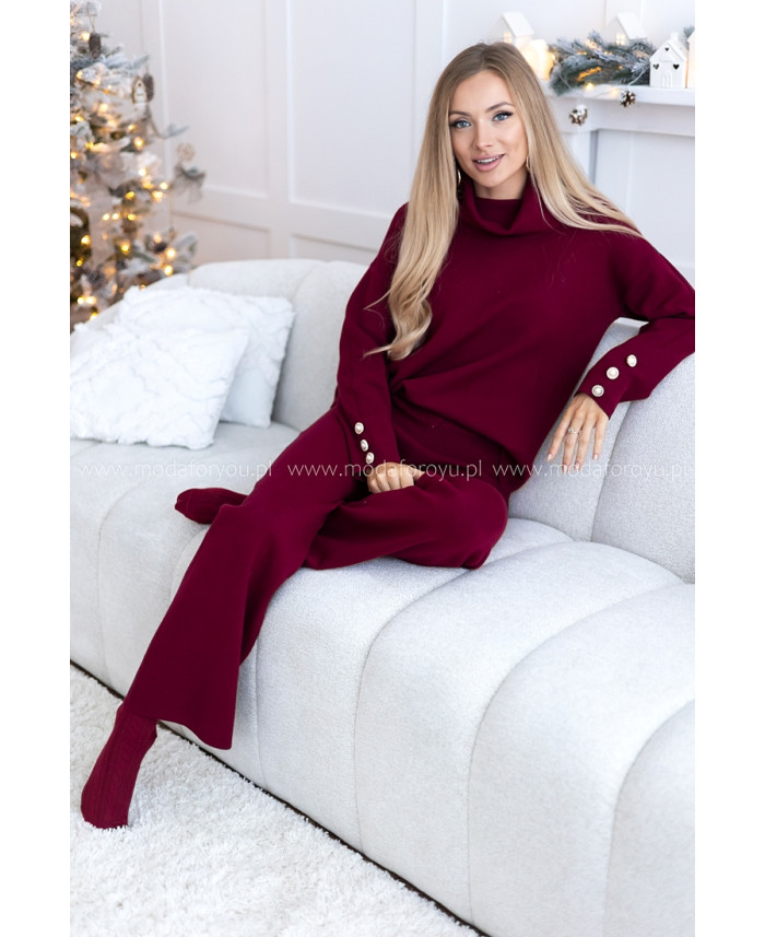 Komplet Cozy Bordowy