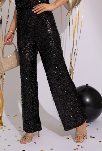 Spodnie Cekinowe Czarne 2