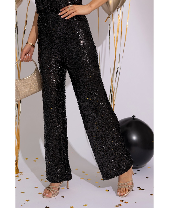 Spodnie Cekinowe Czarne