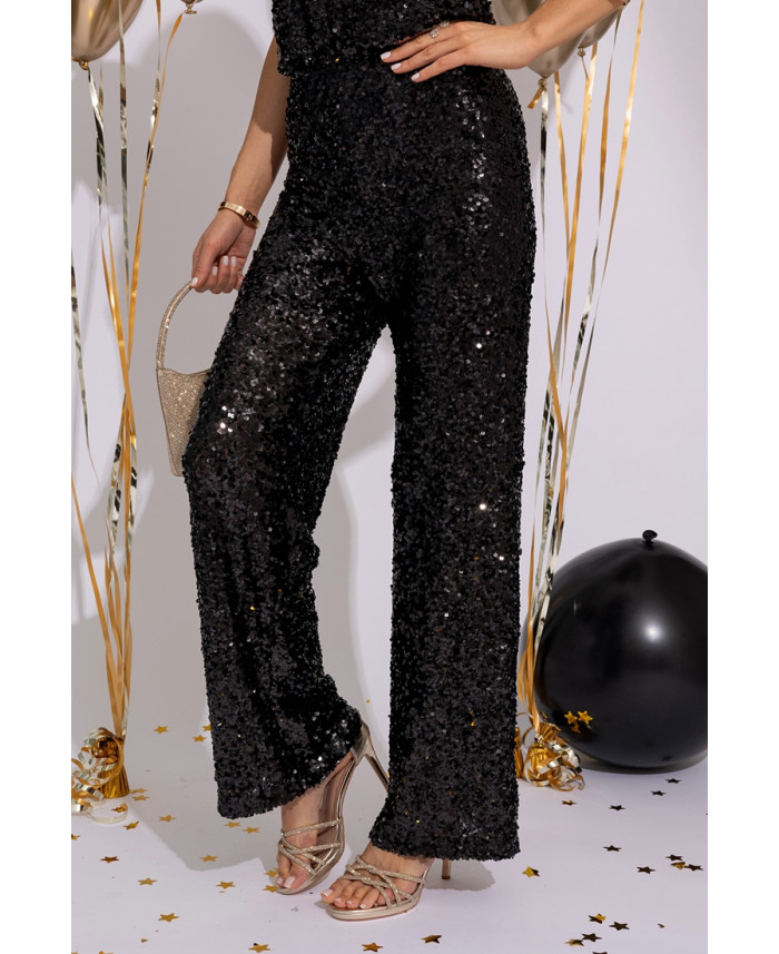 Spodnie Cekinowe Czarne