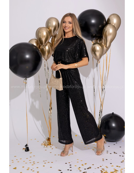 Kombinezon Cekinowy Primo Czarny