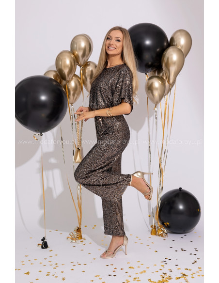 Kombinezon Cekinowy Primo Czarno-Złoty