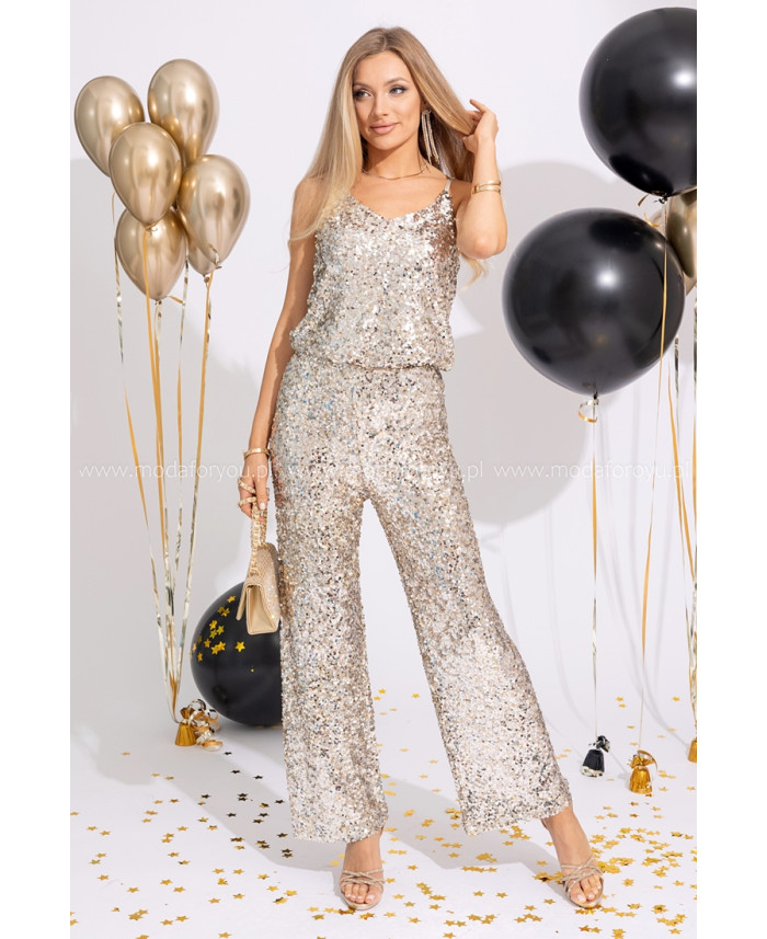Spodnie Cekinowe Złoto-Srebrne