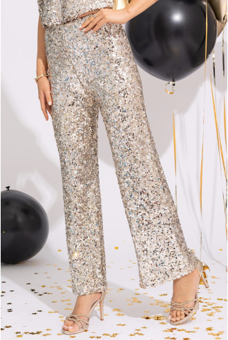 Spodnie Cekinowe Złoto-Srebrne 2