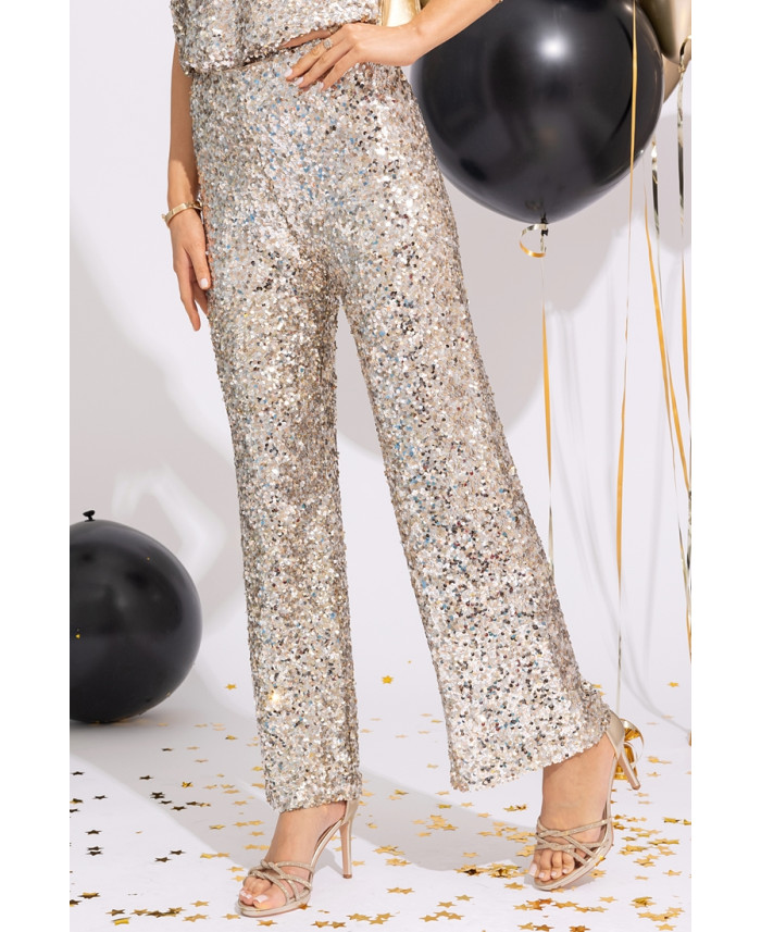 Spodnie Cekinowe Złoto-Srebrne