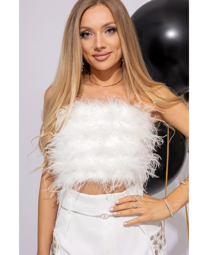 Bluzka Top Piórka Ekri