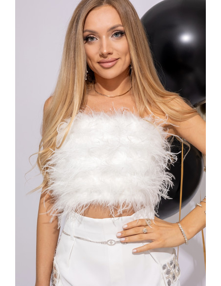 Bluzka Top Piórka Ekri