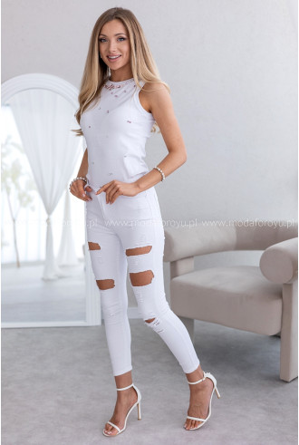 Spodnie z Dziurami Białe 2