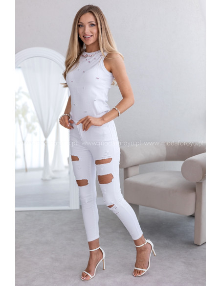 Spodnie z Dziurami Białe