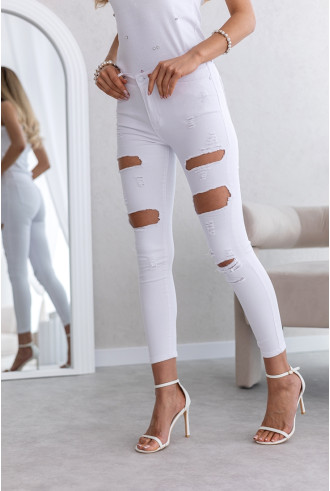 Spodnie z Dziurami Białe