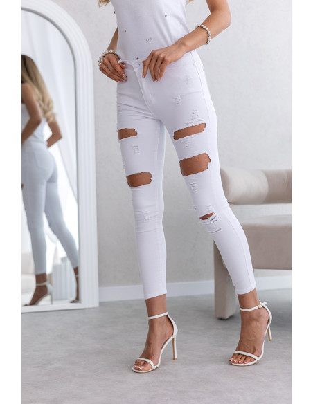 Spodnie z Dziurami Białe