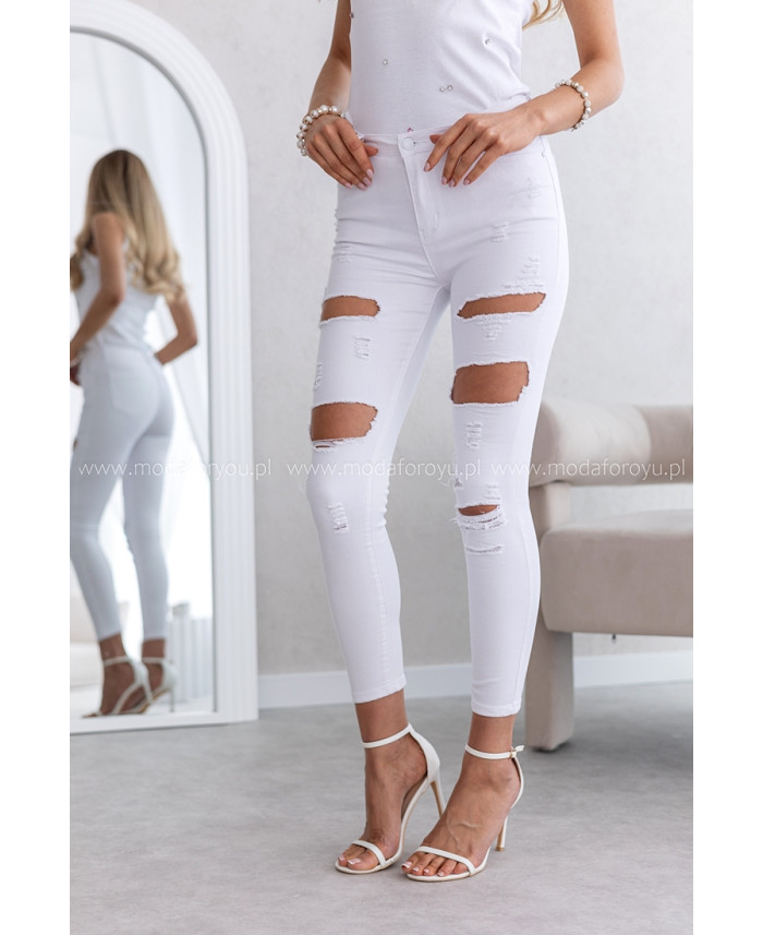 Spodnie z Dziurami Białe