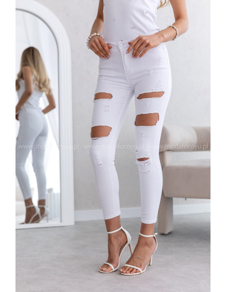 Spodnie z Dziurami Białe