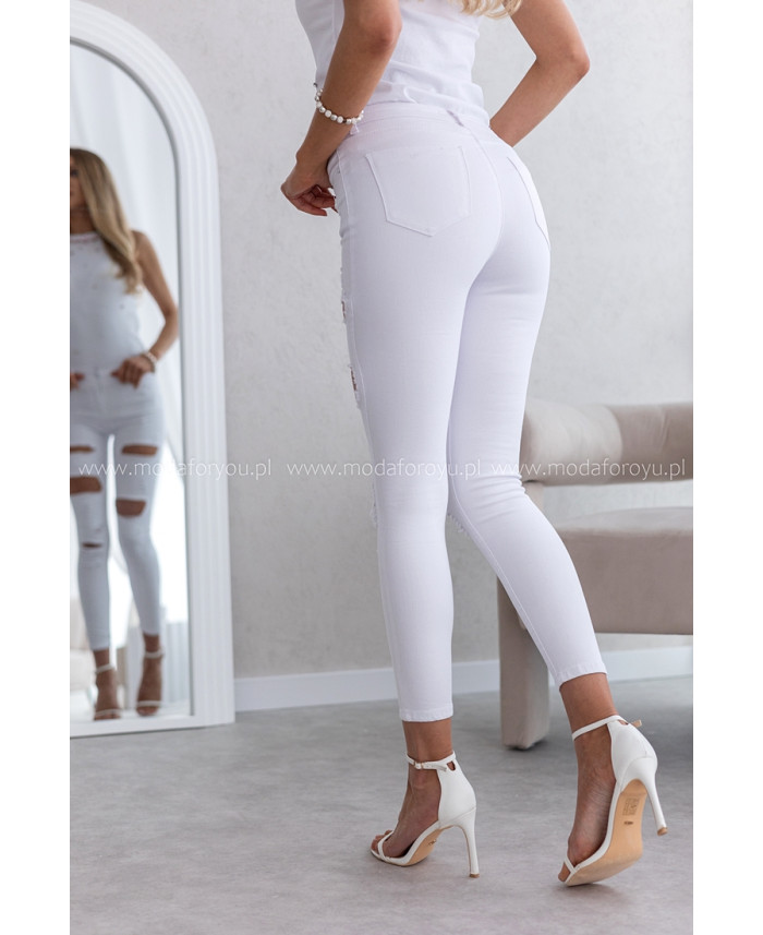Spodnie z Dziurami Białe