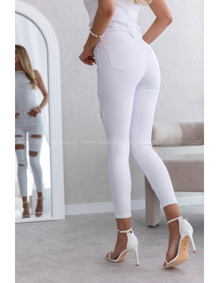 Spodnie z Dziurami Białe