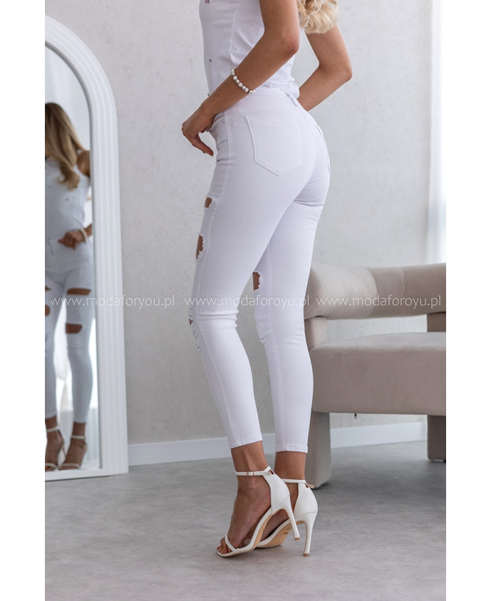 Spodnie z Dziurami Białe