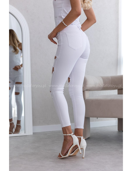 Spodnie z Dziurami Białe