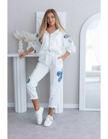 Spodnie Flower Jeans Ekri