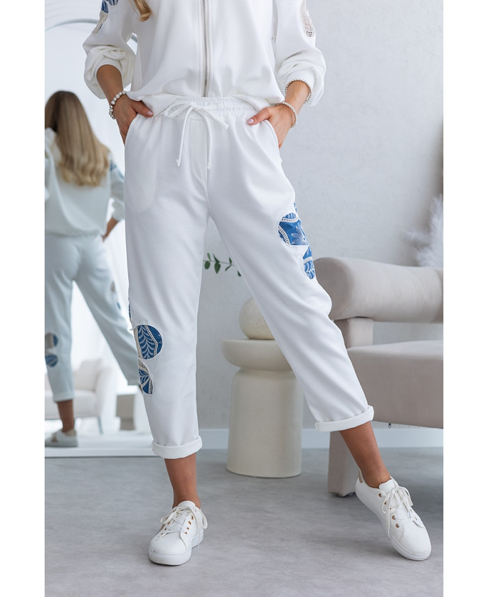 Spodnie Flower Jeans Ekri
