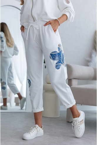 Spodnie Flower Jeans Ekri 2
