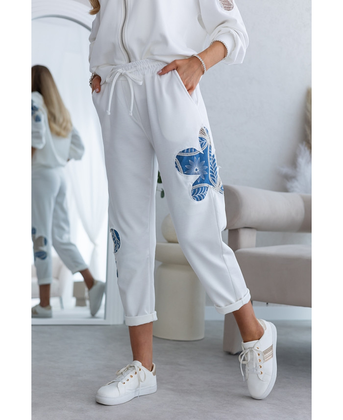 Spodnie Flower Jeans Ekri