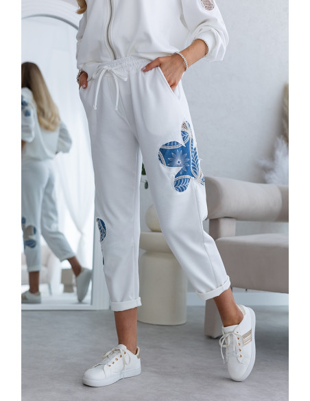 Spodnie Flower Jeans Ekri