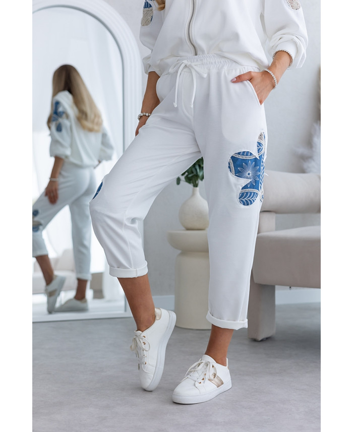 Spodnie Flower Jeans Ekri
