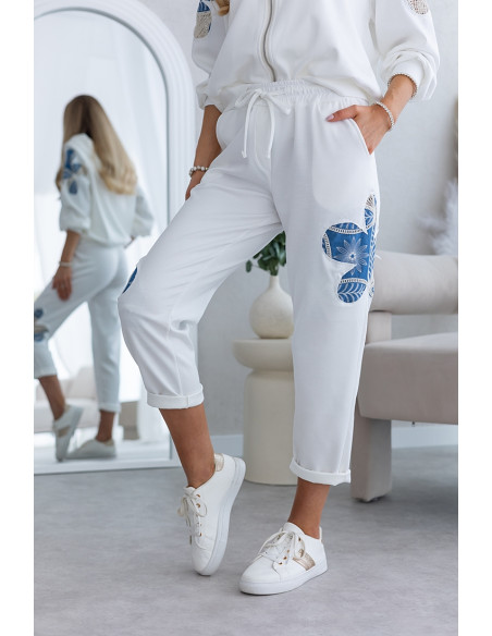 Spodnie Flower Jeans Ekri