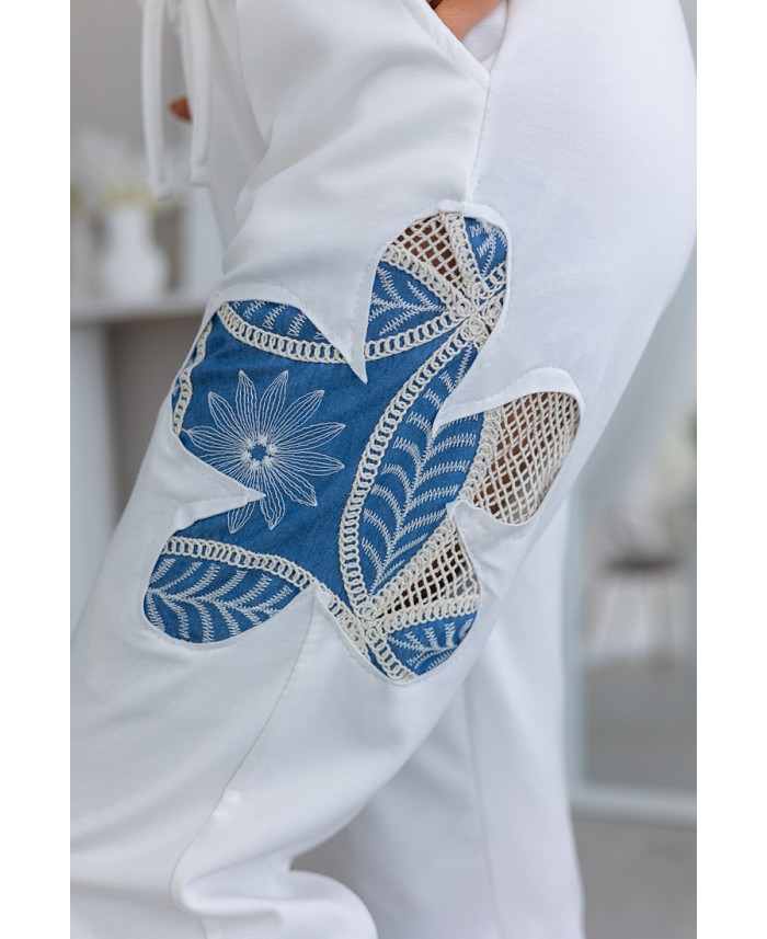 Spodnie Flower Jeans Ekri