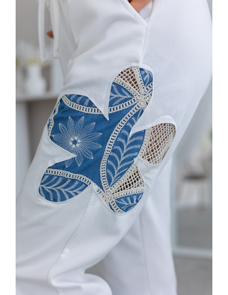 Spodnie Flower Jeans Ekri