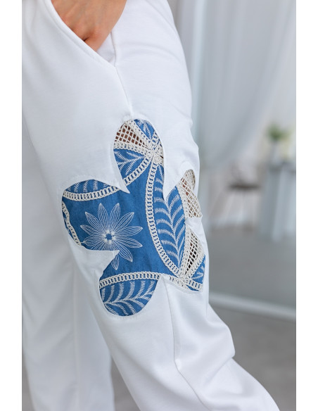 Spodnie Flower Jeans Ekri