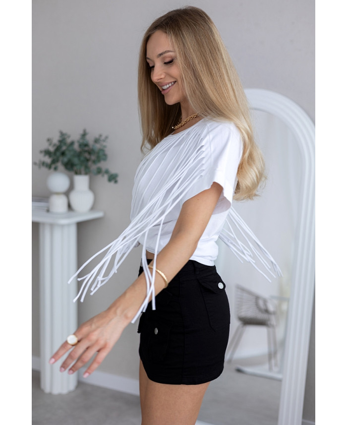 Bluzka Frędzle Biała