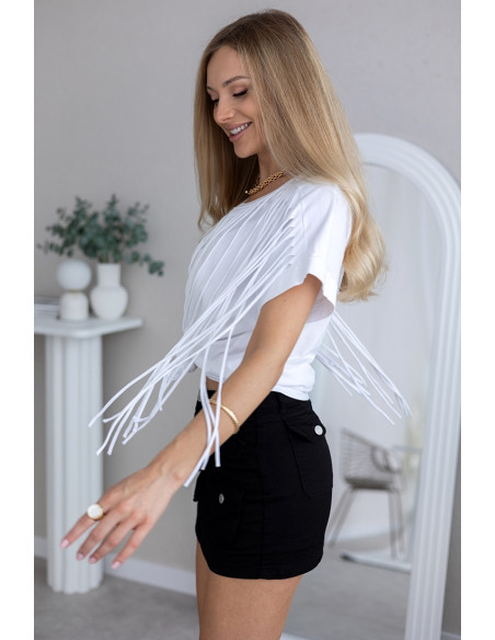 Bluzka Frędzle Biała