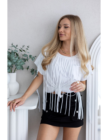 Bluzka Frędzle Biała