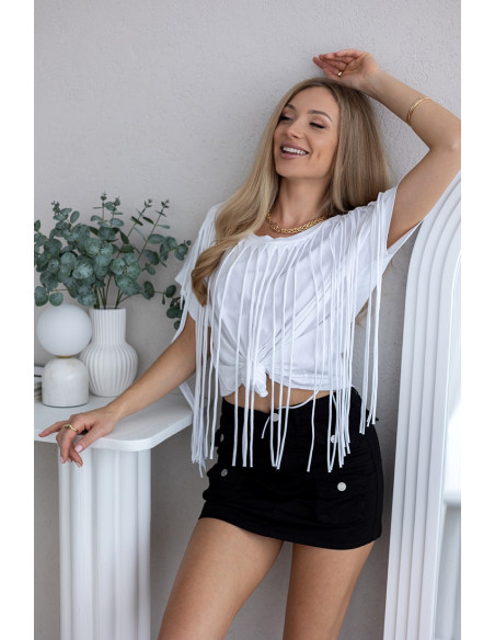 Bluzka Frędzle Biała
