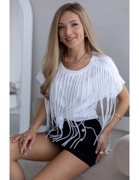 Bluzka Frędzle Biała