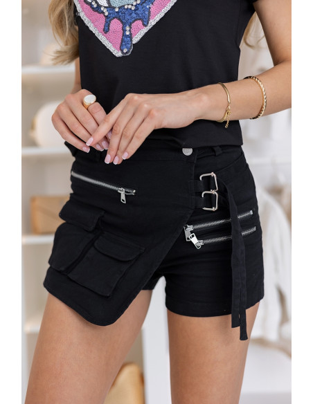 Krótkie Spodenki Zip Czarne