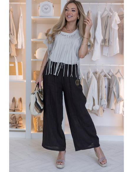 Bluzka Frędzle Beżowa