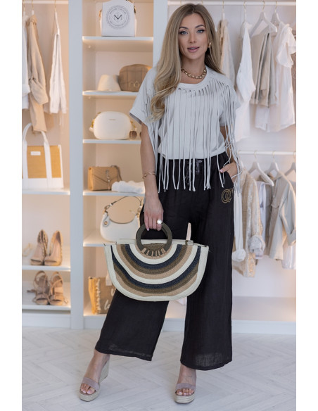 Bluzka Frędzle Beżowa