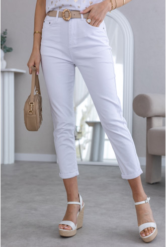 Spodnie Mom Fit Białe
