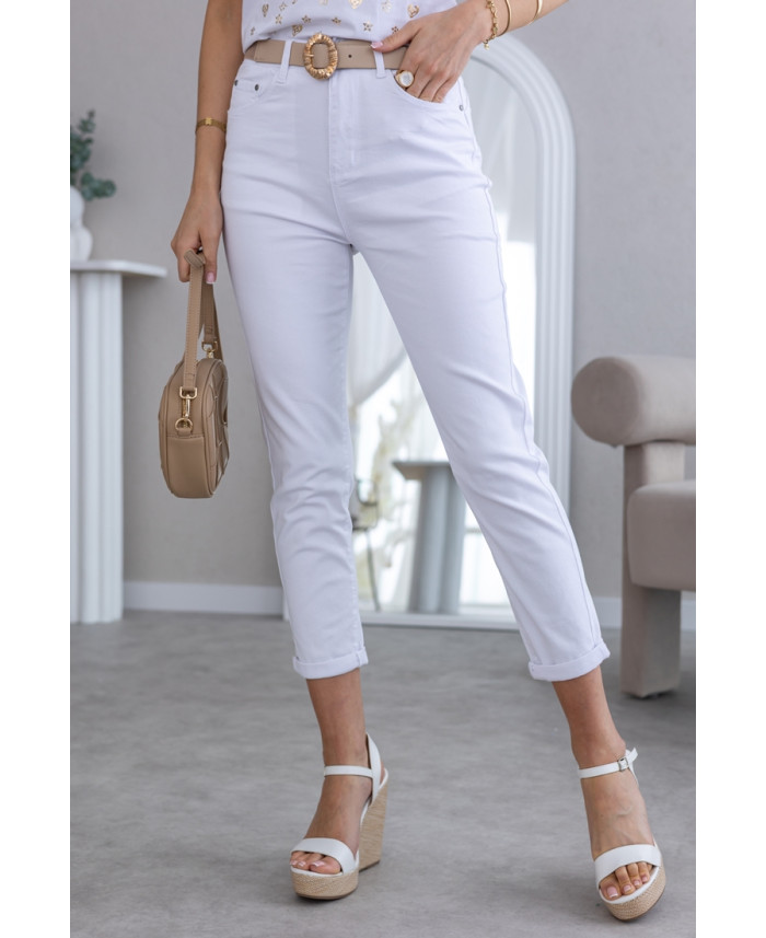 Spodnie Mom Fit Białe
