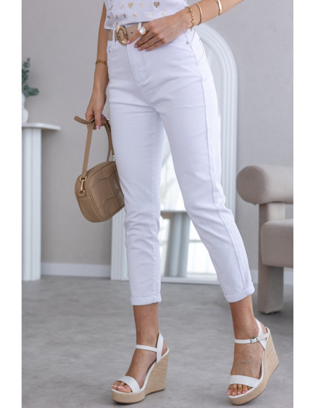 Spodnie Mom Fit Białe