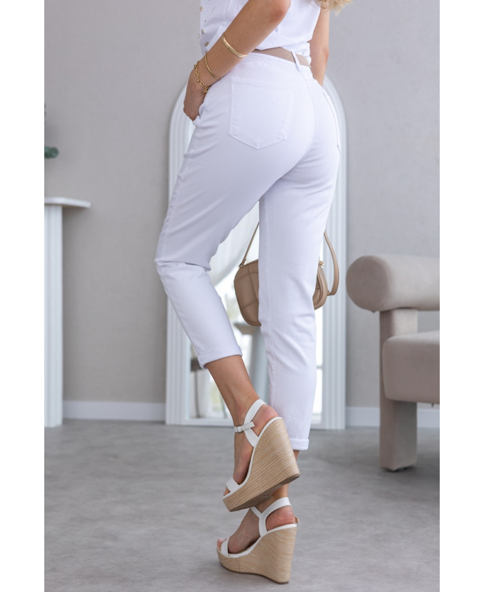 Spodnie Mom Fit Białe