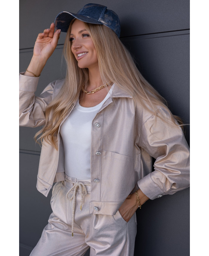 Czapka z Daszkiem Jeans ze Złotem