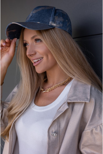 Czapka z Daszkiem Jeans ze Złotem 2