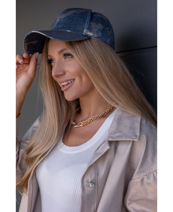 Czapka z Daszkiem Jeans ze Złotem