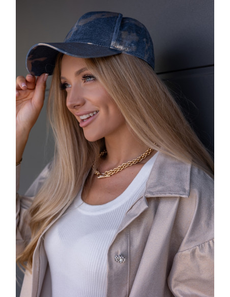 Czapka z Daszkiem Jeans ze Złotem
