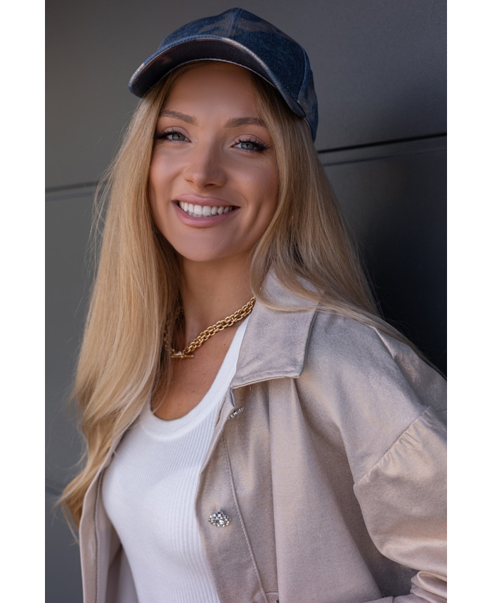 Czapka z Daszkiem Jeans ze Złotem